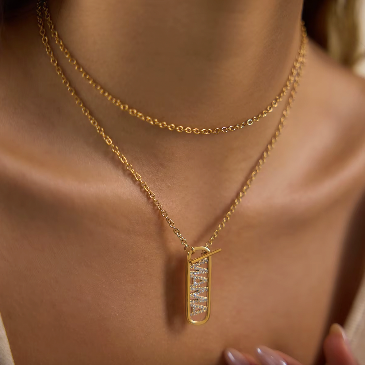 Mama Zircon Tag NECKLACE
