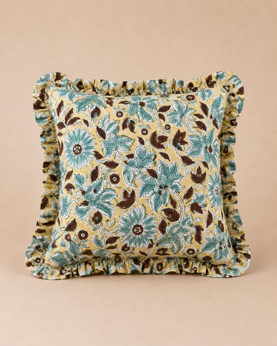 Aqua Blossom Square CUSHION
