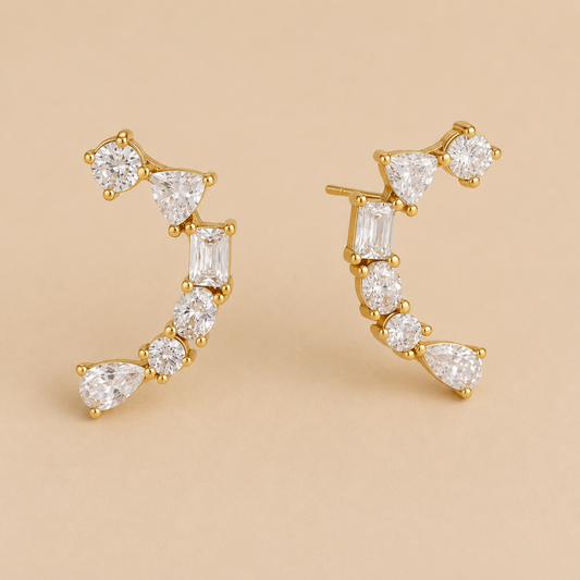 Onda Stud Earrings – Gold Stainless Steel by Folie à Trois