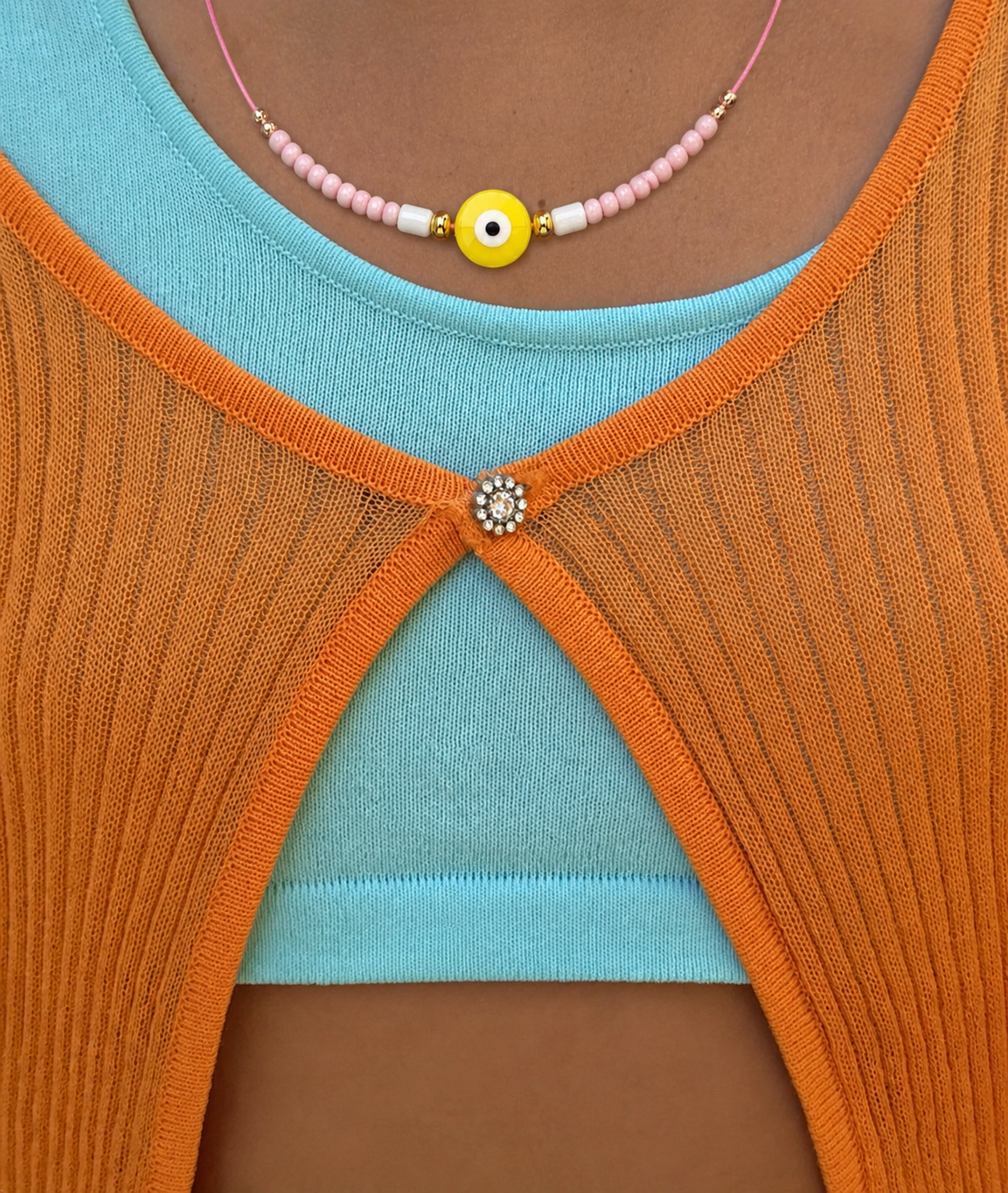 Big Eye Necklace on Model – Folie à Trois