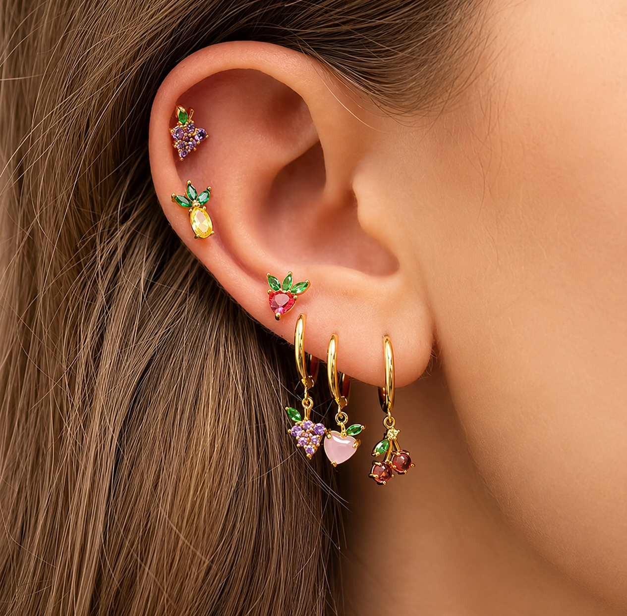 Little Fruit Earrings on Model – Folie à Trois