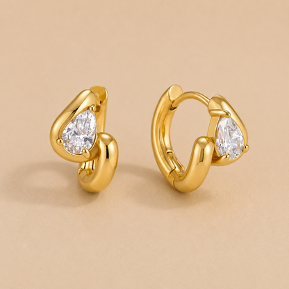Sombra Earrings Gold & White Hoops – Stainless Steel by Folie à Trois