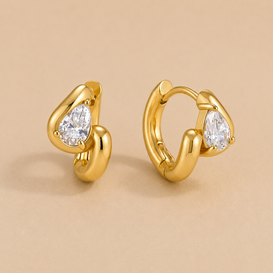 Sombra Earrings Gold & White Hoops – Stainless Steel by Folie à Trois