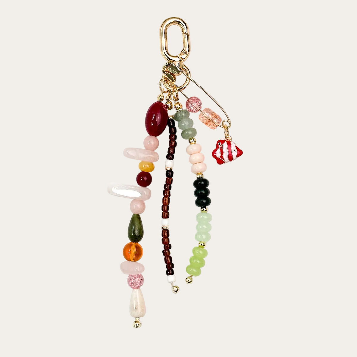 Clownfish BAG CHARM - multicolor beads with red clownfish charm