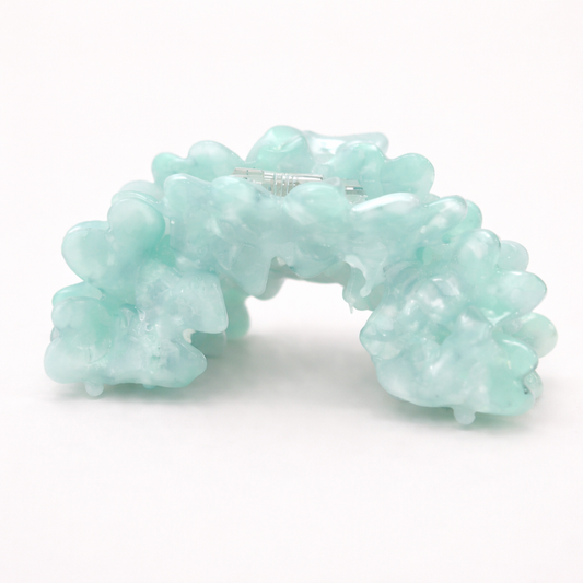 Mint green bubble-textured chunky acetate claw clip from the Funky HAIR CLIP collection, shown on a white studio background.