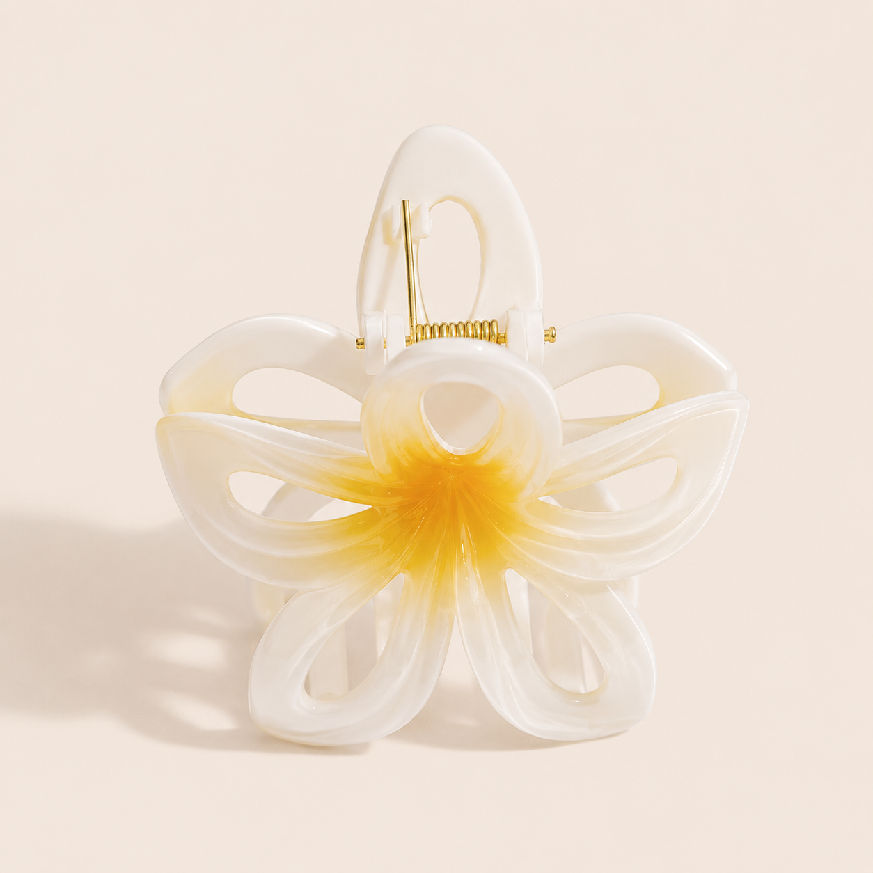 Hawaii HAIR CLIP pink tropical flower acetate claw clip, studio shot on a light background.