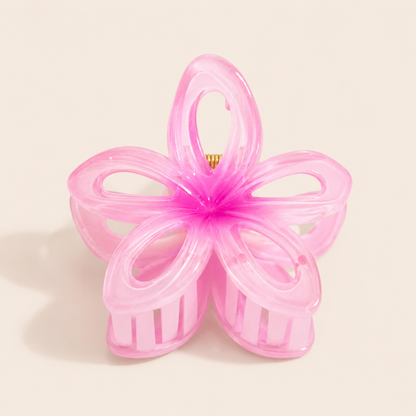 Hawaii HAIR CLIP yellow tropical flower acetate claw clip, studio shot on a light background.