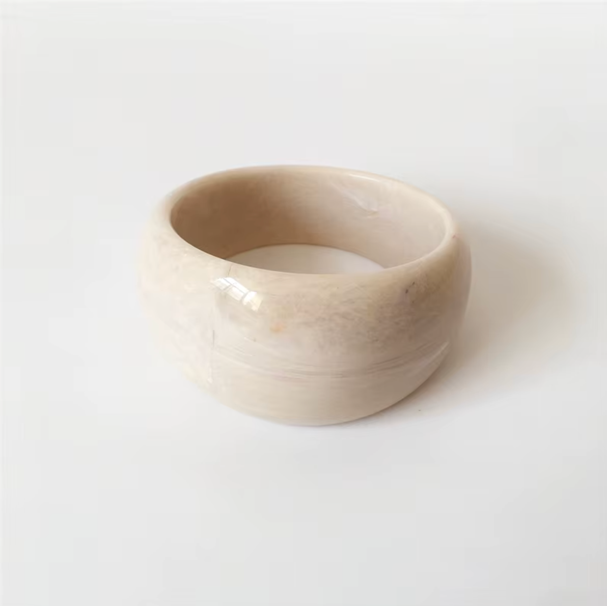 Ivana Acrylic BRACELET chunky bangle in a solid cream acrylic, studio close-up on white.
