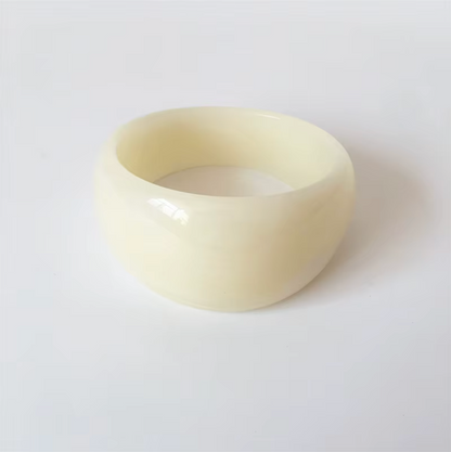 Ivana Acrylic BRACELET chunky bangle in a pale ivory acrylic, studio close-up on white.