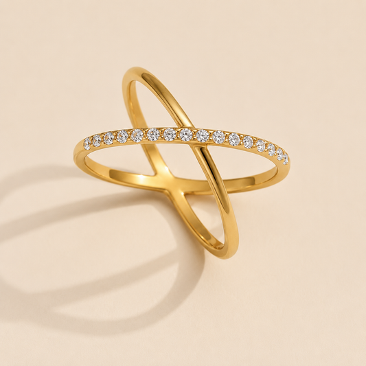 Kalimera Ring Goud & Wit – Roestvrij Staal door Folie à Trois