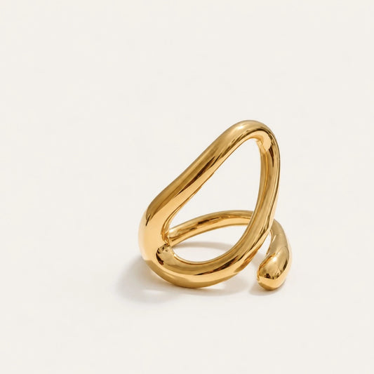 Gold Lasso RING: a slim, smooth wire ring that loops into an open oval on top — Folie à Trois