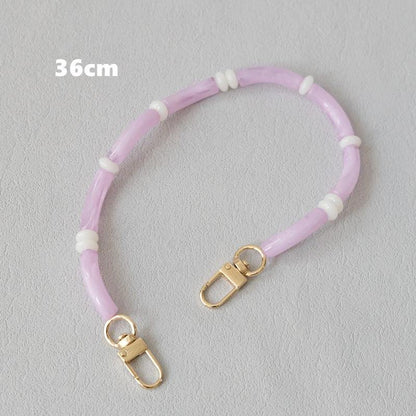 Lavender Smooth Moves PHONE CHAIN, 36cm bracelet length, with gold clasps and white spacer beads.