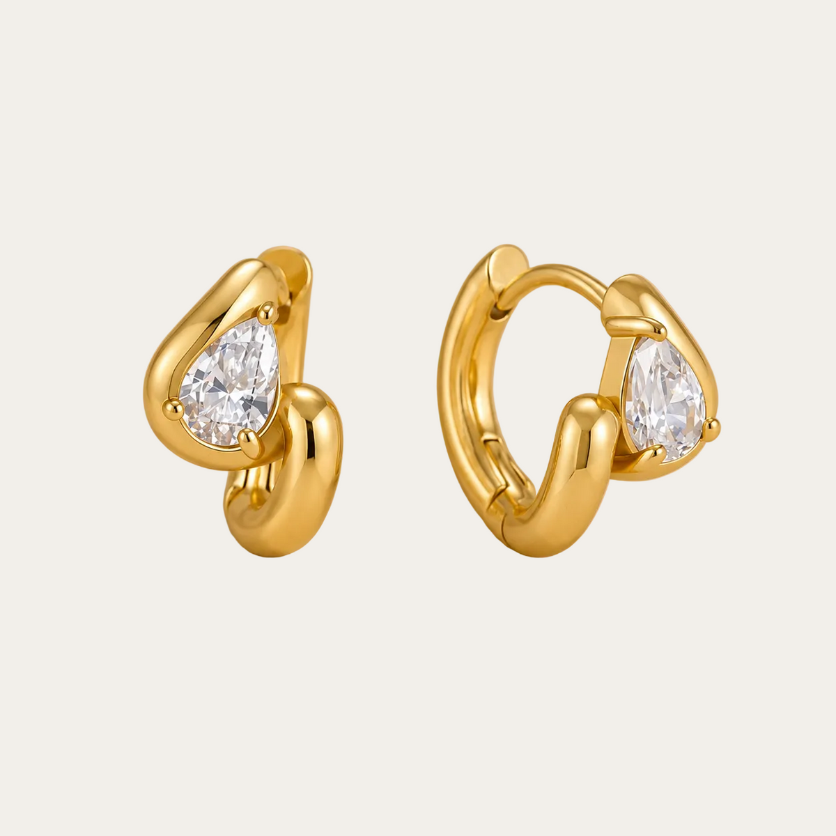Sombra Boucles d'oreilles Doré & Blanc – Acier Inoxydable par Folie à Trois