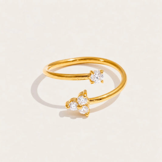 Gold Stella RING: a fine open band finished with a small sparkling white zirconia stone — Folie à Trois