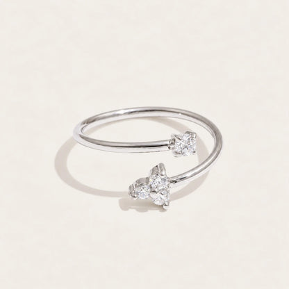 Silver-tone Stella RING: a fine open band finished with a small sparkling white zirconia stone — Folie à Trois