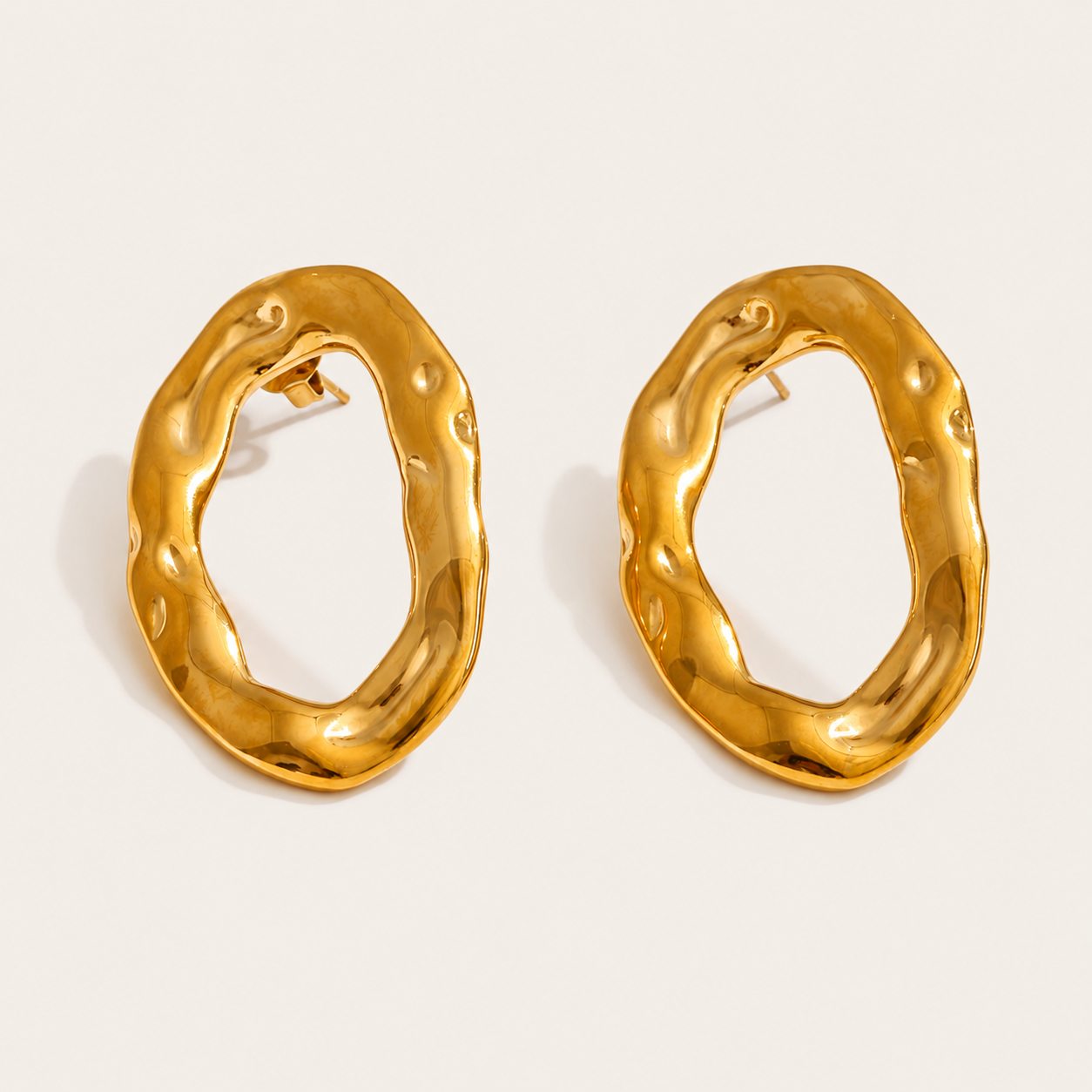 Azure Days Gold Stud Earrings – Stainless Steel Holiday Earrings by Folie à Trois