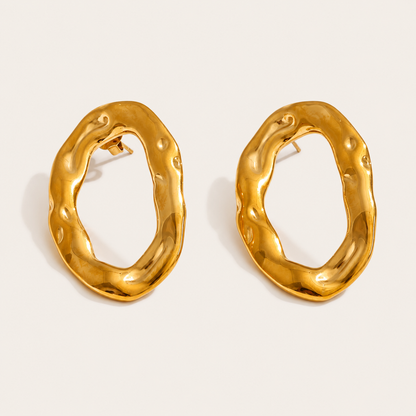 Azure Days Gold Stud Earrings – Stainless Steel Holiday Earrings by Folie à Trois