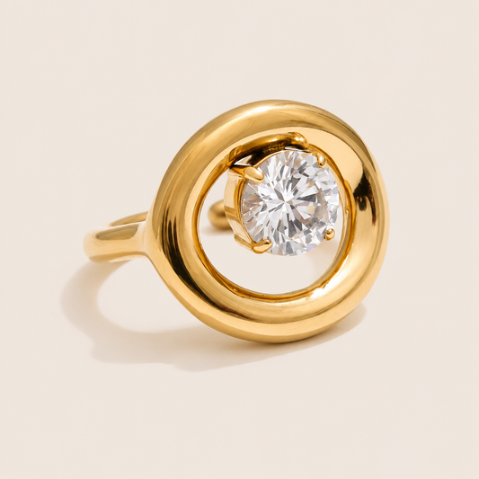 Côte Club Gold White Adjustable Ring – Stainless Steel Ring by Folie à Trois