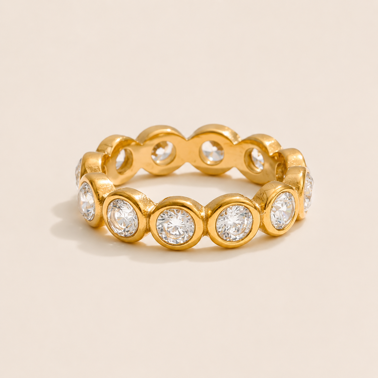 Club Soleil Gold White Ring – Stainless Steel by Folie à Trois