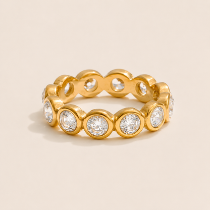 Club Soleil Gold White Ring – Stainless Steel by Folie à Trois