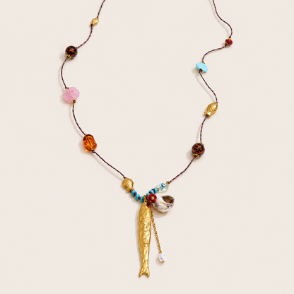 French Summer Gold Multi Necklace – Bold Stainless Steel Necklace by Folie à Trois