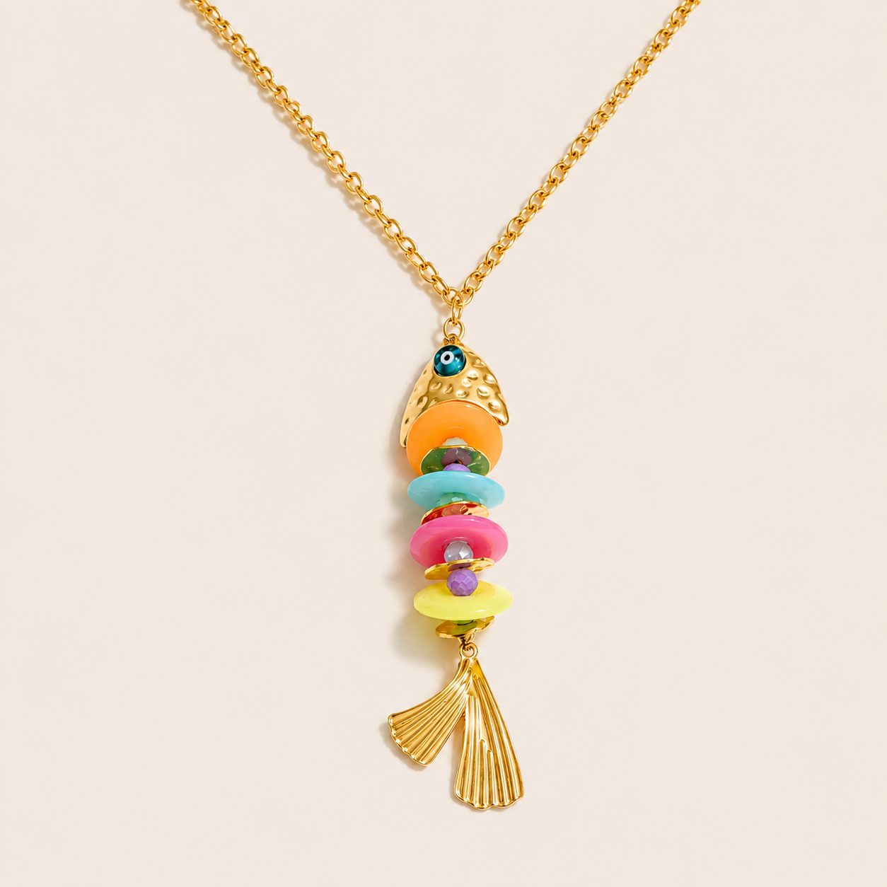 Isla Bonita Gold Multi Necklace – Stainless Steel Statement Necklace by Folie à Trois