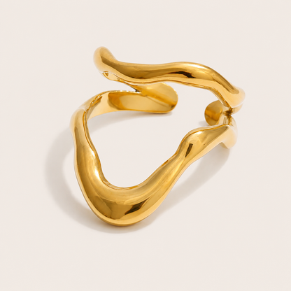 Folie à Trois Mare & Soleil Ring – Gold and Silver Adjustable Ring, Tarnish-Free Stainless Steel