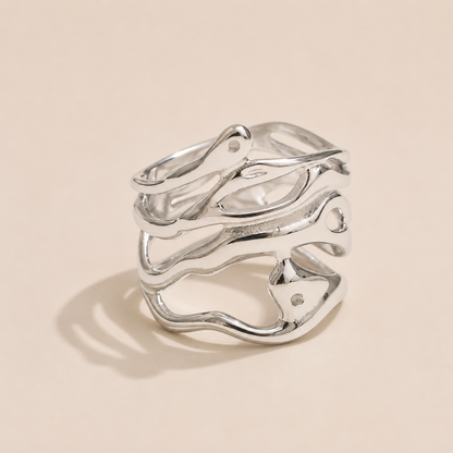 Folie à Trois Mediterranean Muse Ring – Silver Stainless Steel Ring, Tarnish-Free