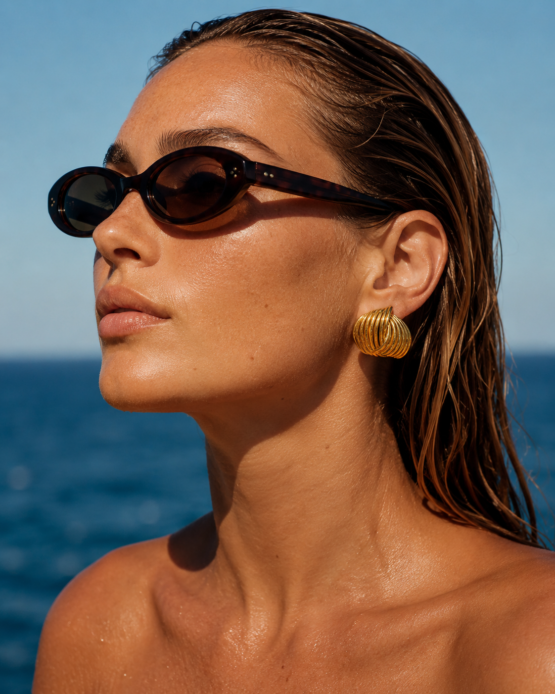 Folie à Trois Sun Society Earrings – Silver Stud Earrings, Tarnish-Free Stainless Steel