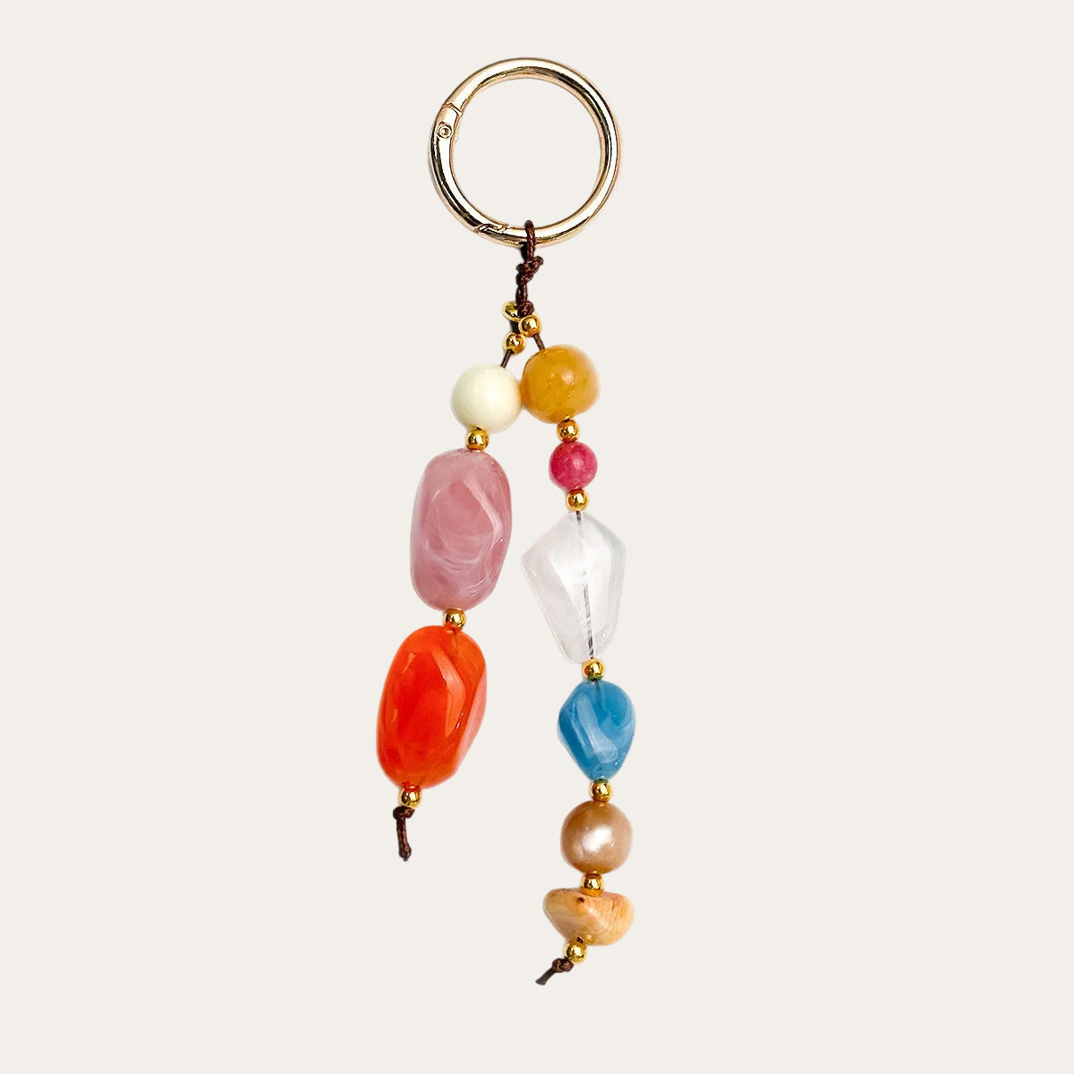Rocca BAG CHARM Sunset Stone - pink orange and blue natural stone nuggets