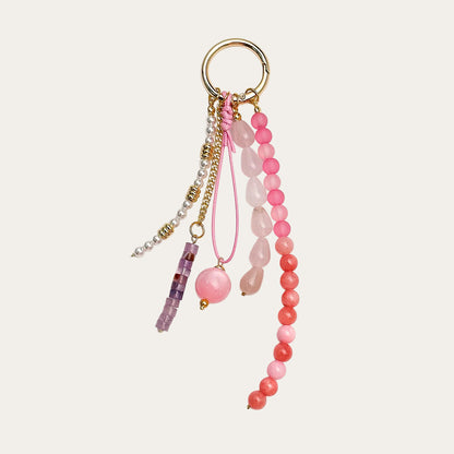 Delphine BAG CHARM Rose Pearl - pink ombre beads with pearl strand