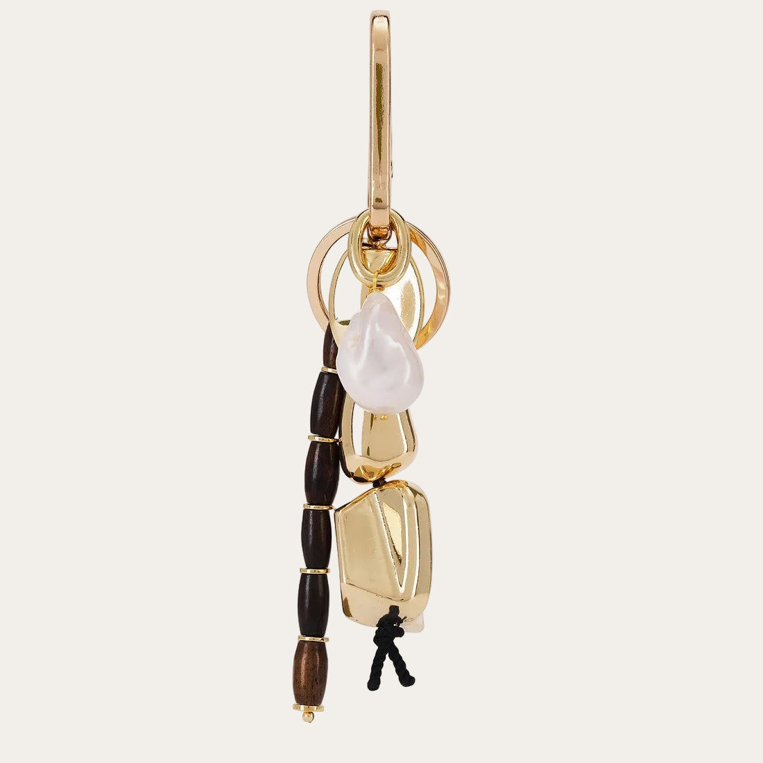 Baroque Drop BAG CHARM - gold link charms with baroque pearl and wood beads