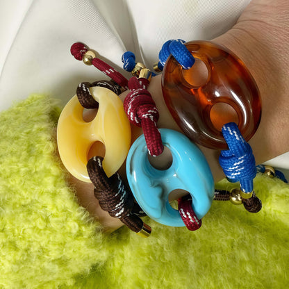 Pecan Pig Nose BRACELET - three colorways with chunky resin pig nose charms and gold-tone end caps