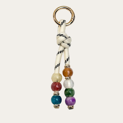 Nodo BAG CHARM Jewel Cream - cream paracord with jewel tone beads