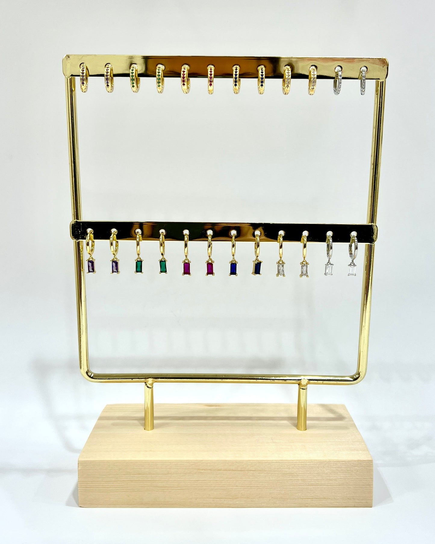 Gold Display 12 pairs of Hoops - Fine stainless steel